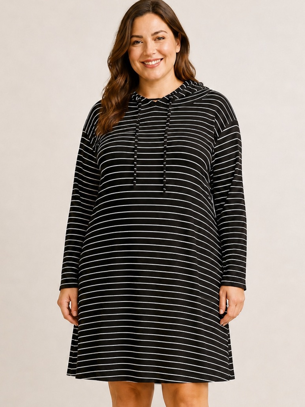 Lou & Grey by LOFT Cozy Soft Striped Hooded Swing Dress XL